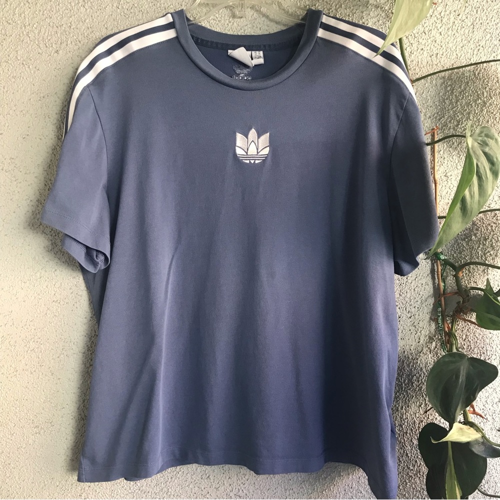 ADIDAS | Blue 3 Stripe Trefoil Logo Tee
